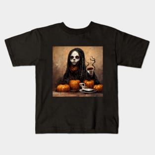 Coffee Halloween Queen Kids T-Shirt